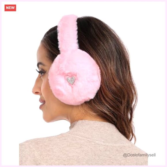Faux Fur Earmuffs with Rhinestone Charms Adjustable Foldable Winter Ear Warmers main image 4